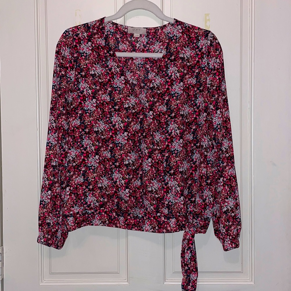 Floral print wrap blouse
